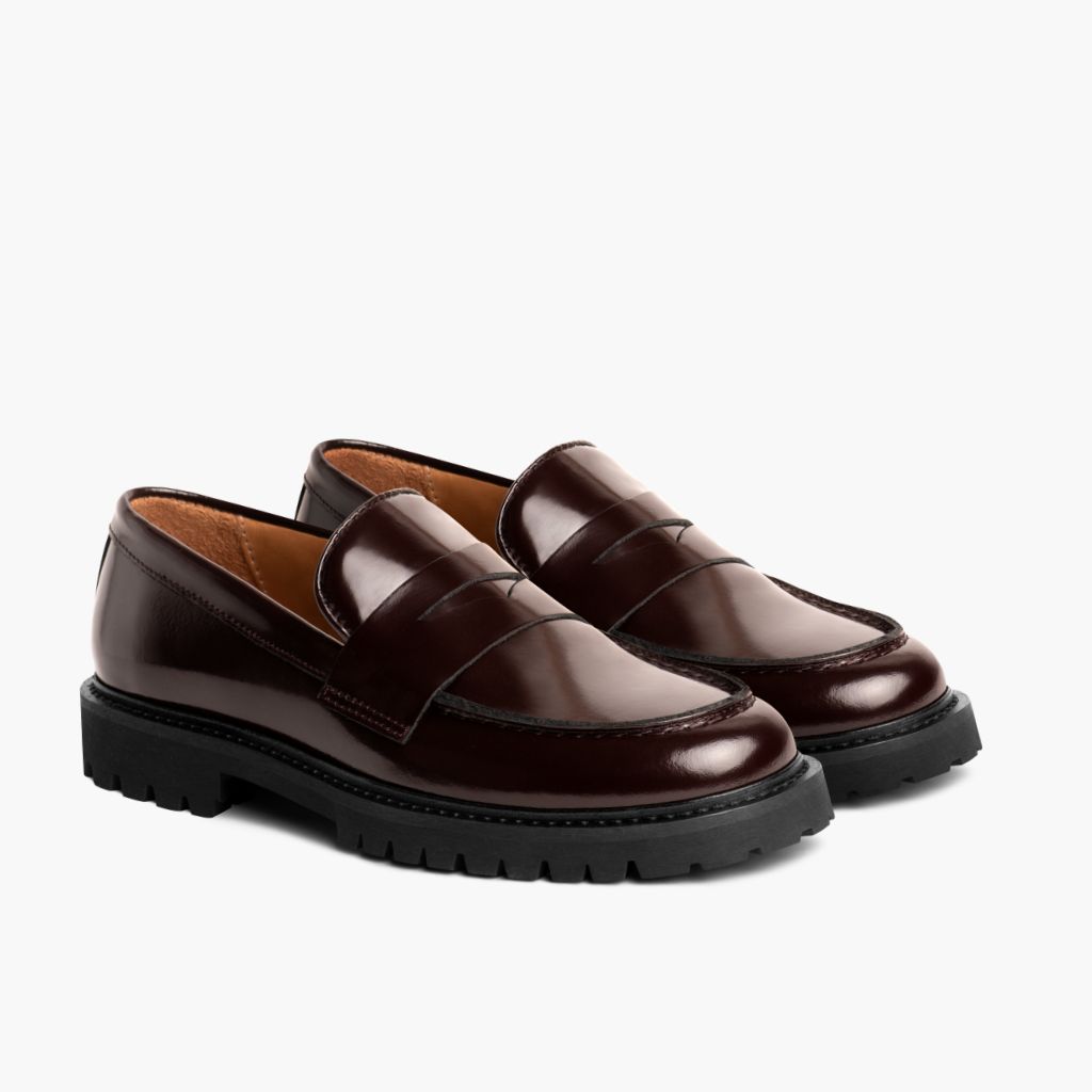Penny Búrgúndí Leðurstígvél fyrir Konur in Burgundy Full-Grain Leather - Hliðarsýn | Kaupa á netinu
