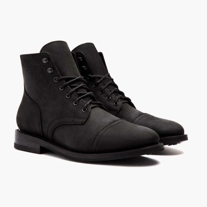 Captain Svartur Matte Leather Boots fyrir karla