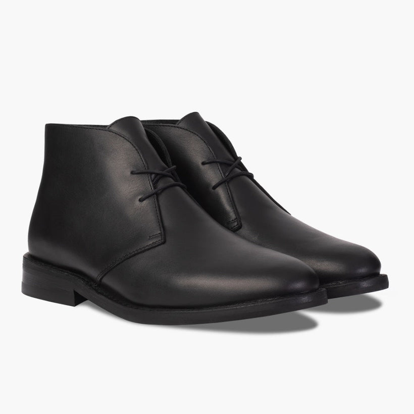 Scout Svartur Leather Boots fyrir karla