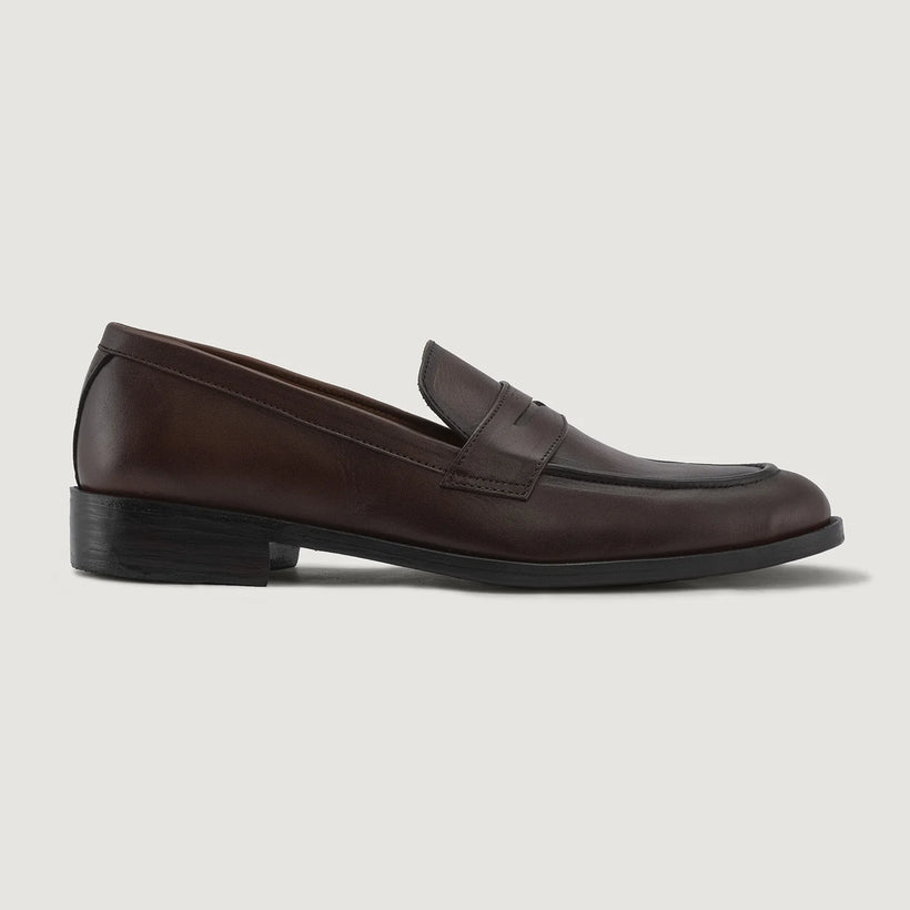 Baxton Burnished Brúnn Leather Loafers fyrir karla