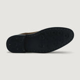 High-Traction Rubber Outsole & Lug Tread Pattern on Clarkson Chelsea Brown Suede Leather Boots - StudGuard
