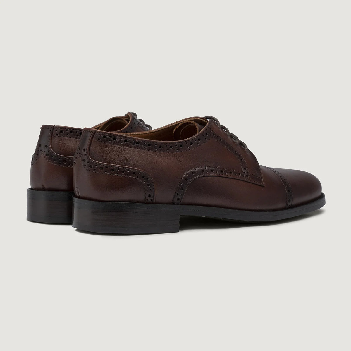 Dirk Brogues Derby Brown Leather Shoes StudGuard For Men - Styrktur hæll og tvöfaldir saumar