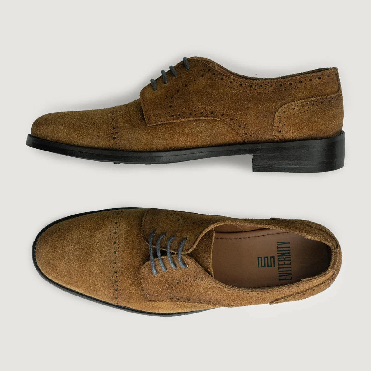 Dirk Brogues Derby Brown Suede Leather Shoes StudGuard For Men - Styrktur hæll og tvöfaldir saumar