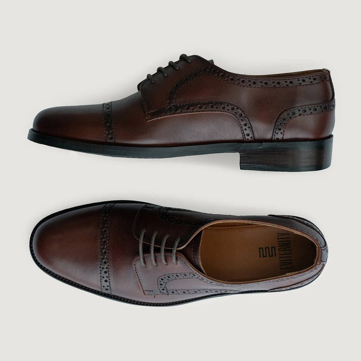 Dirk Brogues Derby Burnished Brúnn Leðurskór fyrir Karla For Men - Styrktur hæll og tvöfaldir saumar