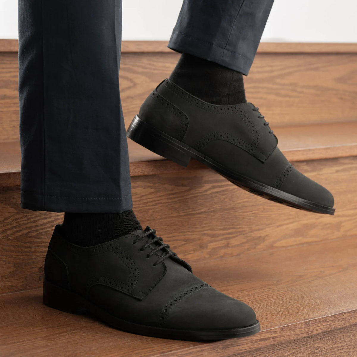 Orlaven Dirk Brogues Derby Matte Svartur Nubuck Leðurskór - StudGuard fyrir Karla footwear image 9