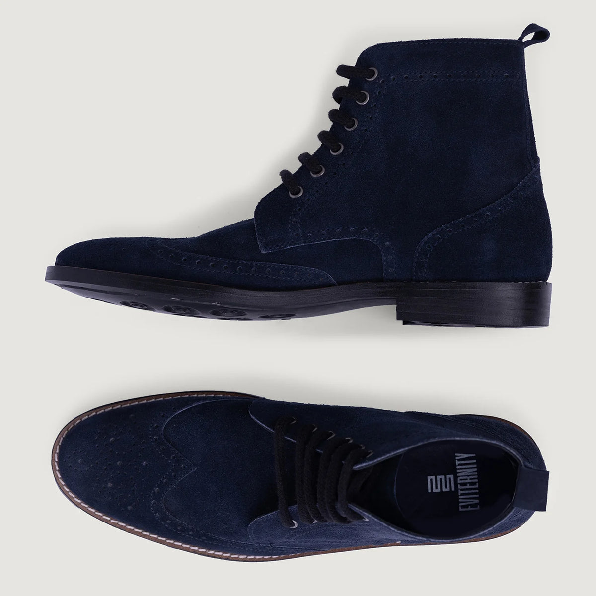 Duster Brogues Blue Suede Leather Boots StudGuard For Men - Hliðarsýn með vinnuvistfræðilegu ermasniði