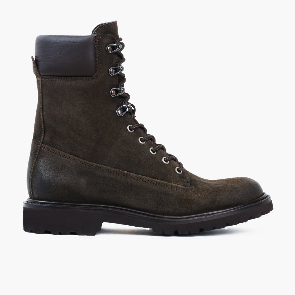 Olive Goatskin Suede Leather Boots - Goodyear randsaumur og táhluti