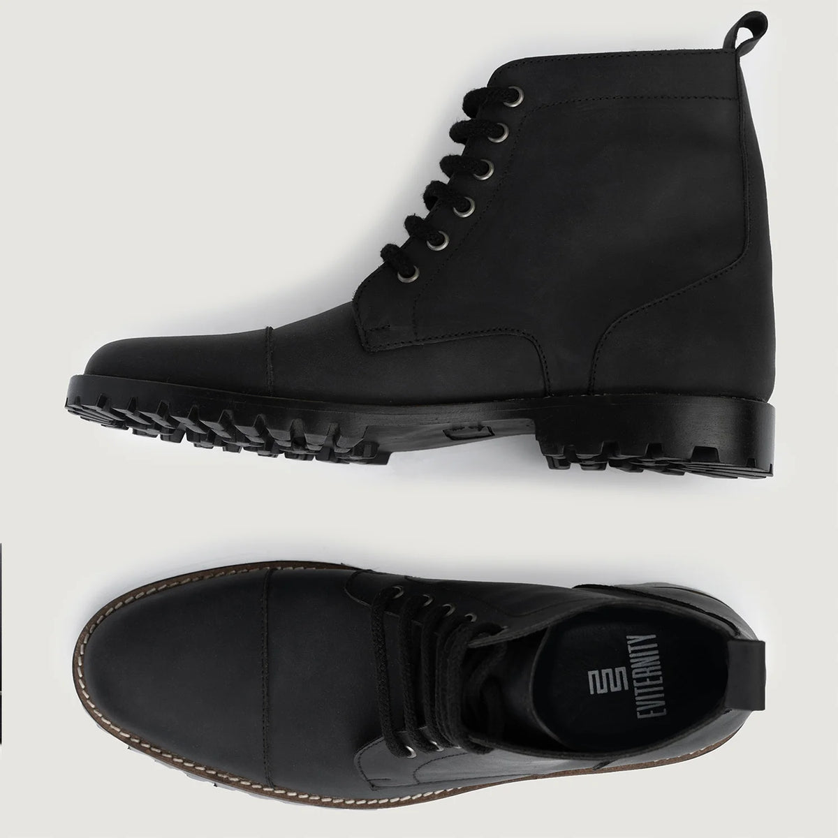 Knight Derby Matte Black Pullup Leather Boots TerraGrip For Men - Styrktur hæll og tvöfaldir saumar