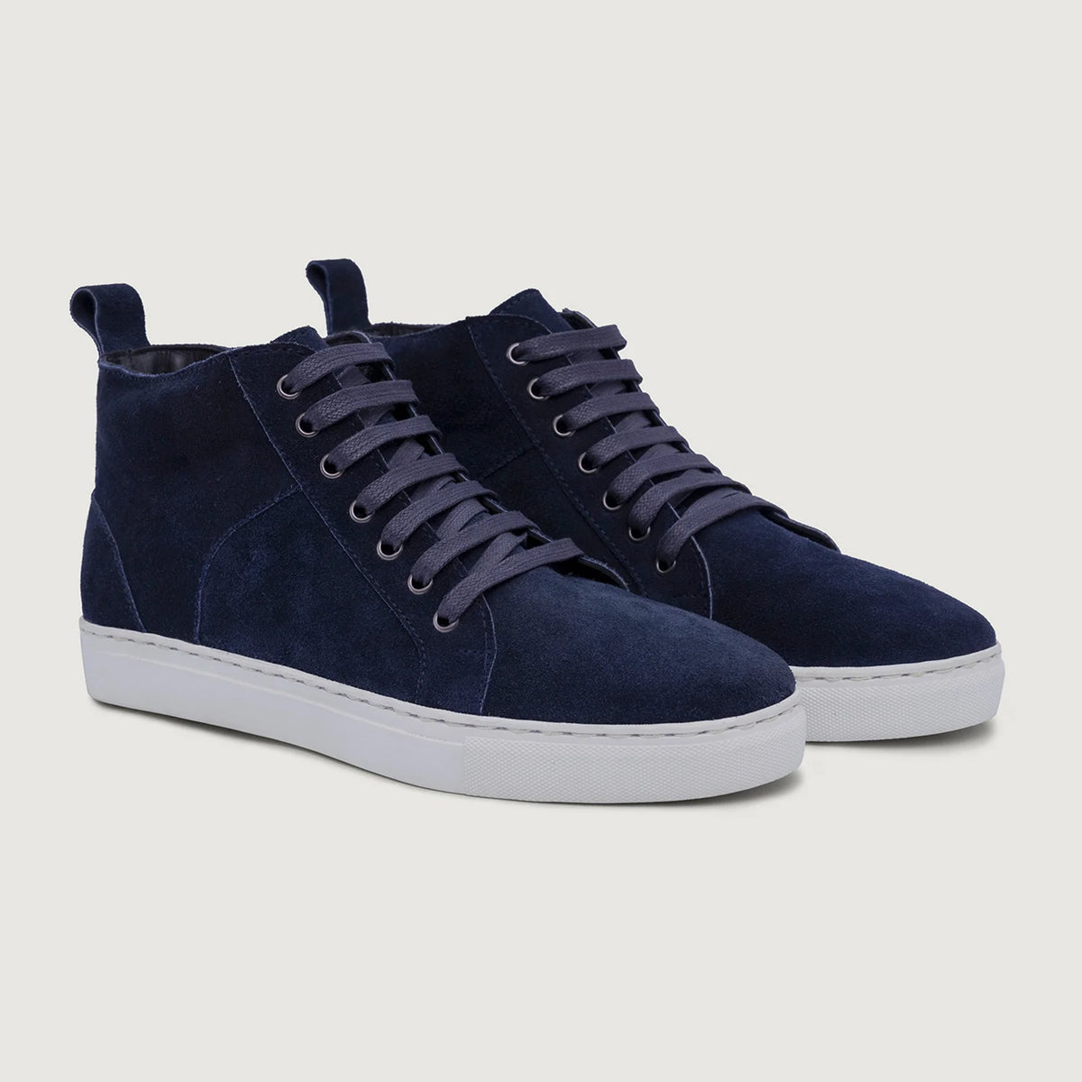 Marty High Top Blár Suede Leðurstrigaskór fyrir Karla For Men in Blue Goatskin Suede - Hliðarsýn | Kaupa á netinu