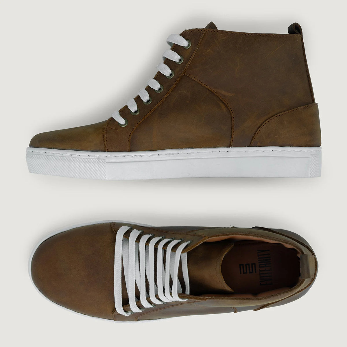 High-Traction Rubber Outsole & Lug Tread Pattern on Marty High Top Burnt Copper Pullup Leðurstrigaskór fyrir Karla For Men