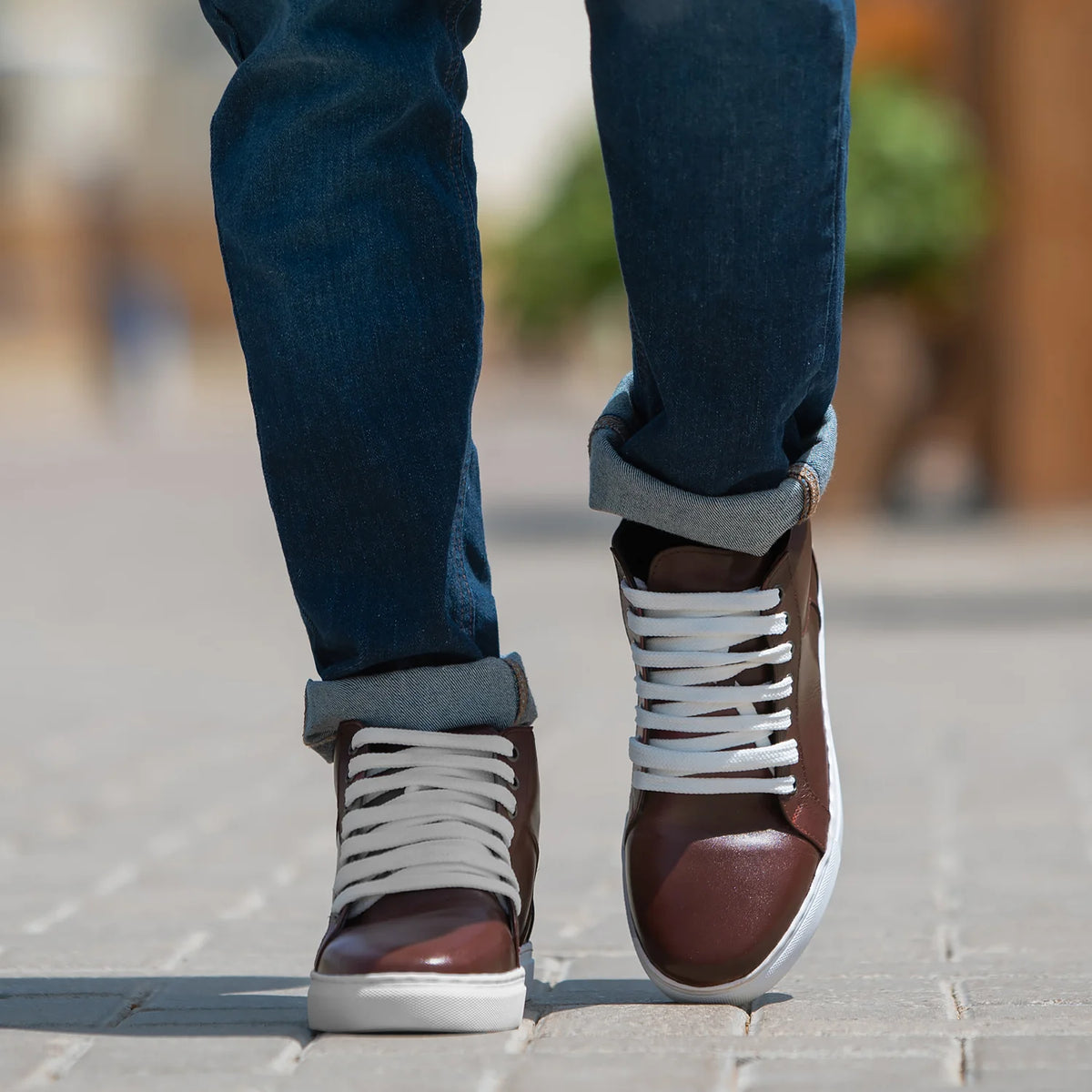 Maroon Full-Grain leather Sneakers - Goodyear randsaumur og táhluti