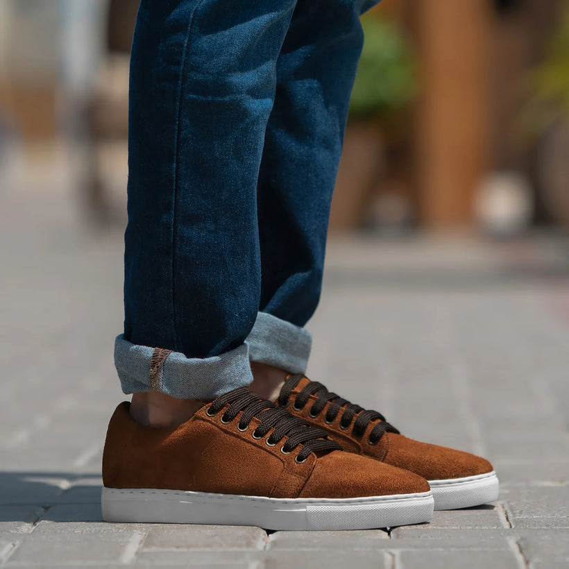 Murphy Low Top Brúnn Suede Leðurstrigaskór fyrir Karla