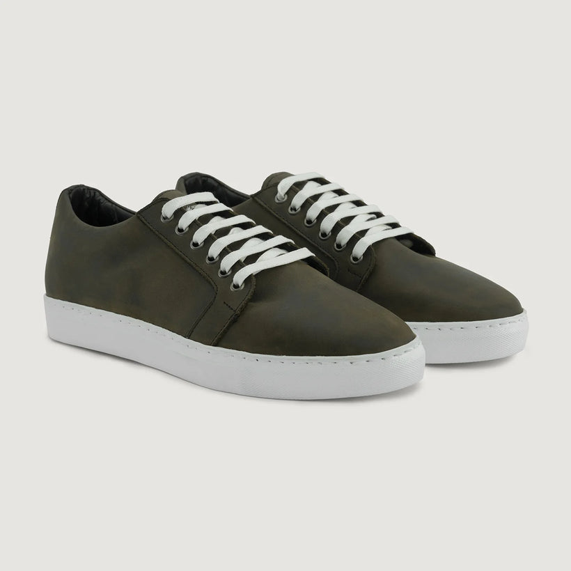 Murphy Low Top Olive Pullup Leðurstrigaskór fyrir Karla