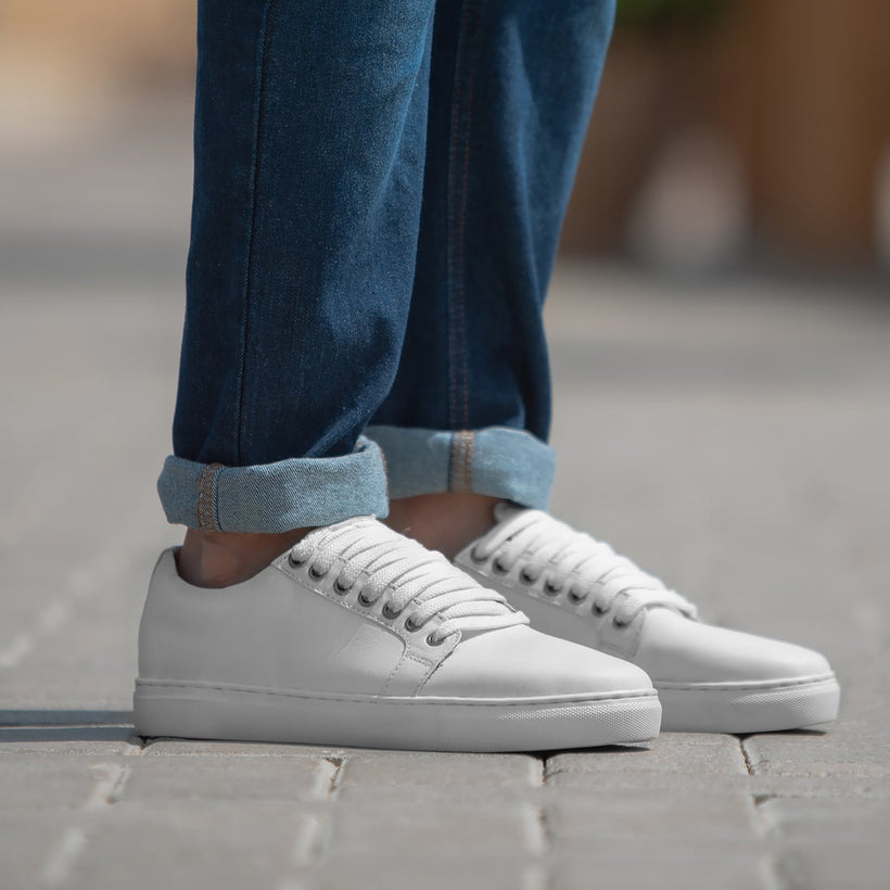 Murphy Low Top White Leðurstrigaskór fyrir Karla