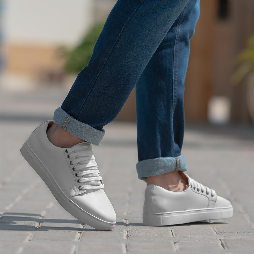 Murphy Low Top White Leðurstrigaskór fyrir Karla