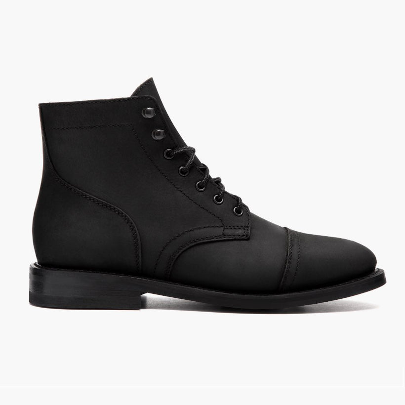Captain Svartur Matte Leather Boots fyrir karla