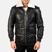 
Nærmynd of Shirt with Removable Fur & Zipper Hardware on Airin G-1 Black & White Leather Bomber Jacket
