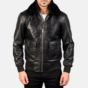 
Nærmynd of Shirt with Removable Fur & Zipper Hardware on Airin G-1 Svartur Bomberjakki úr Leðri fyrir Karla