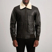 
Nærmynd of Shirt with Removable Fur & Zipper Hardware on Airin G-1 Brúnn & Cream Bomberjakki úr Leðri fyrir Karla