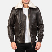 
Airin G-1 Brúnn Bomberjakki úr Leðri fyrir Karla in Brown Sheepskin Leather - Að framan með sniðinni hönnun | Kaupa á netinu