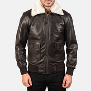 
Nærmynd of Shirt with Removable Fur & Zipper Hardware on Airin G-1 Brúnn Bomberjakki úr Leðri fyrir Karla