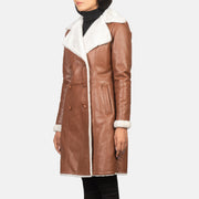 Brown Sheepskin Burnishing Aviator Jacket - Back View Showing Tailored Shoulder Fit &amp; Clean Hemline