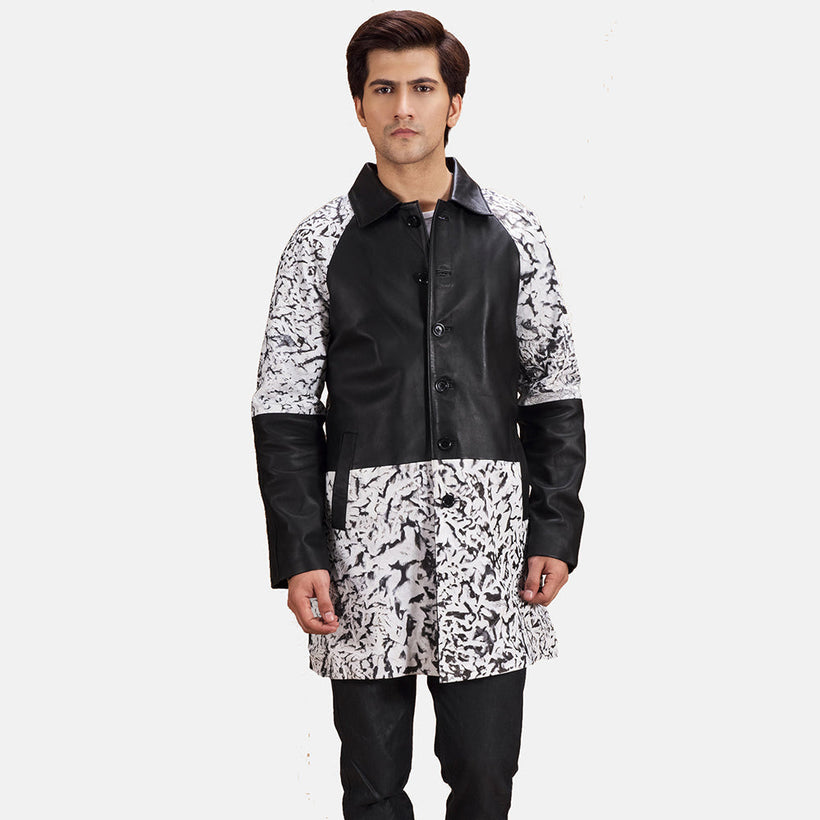 Artistry Svartur Dye Leather Coat fyrir karla