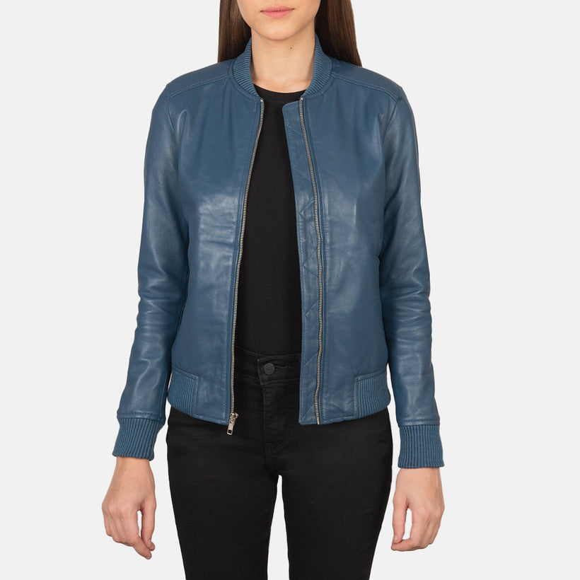 Bliss Blue Bomber jakki úr leðri fyrir konur