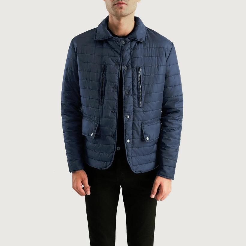 Bo Quilt Windbreaker Leðurjakki fyrir karla