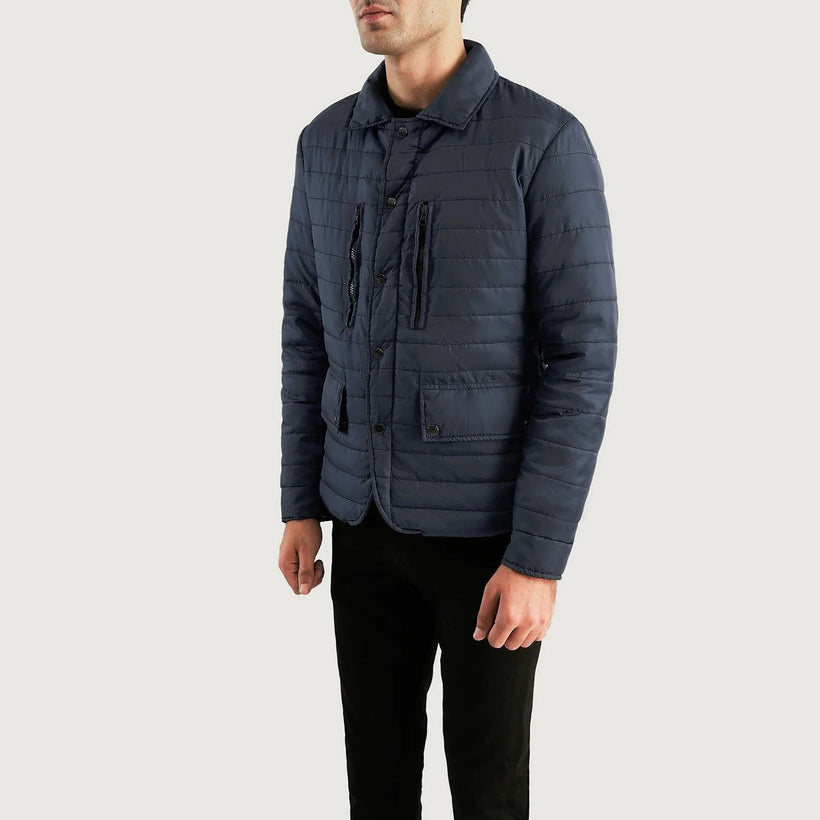 Bo Quilt Windbreaker Leðurjakki fyrir karla
