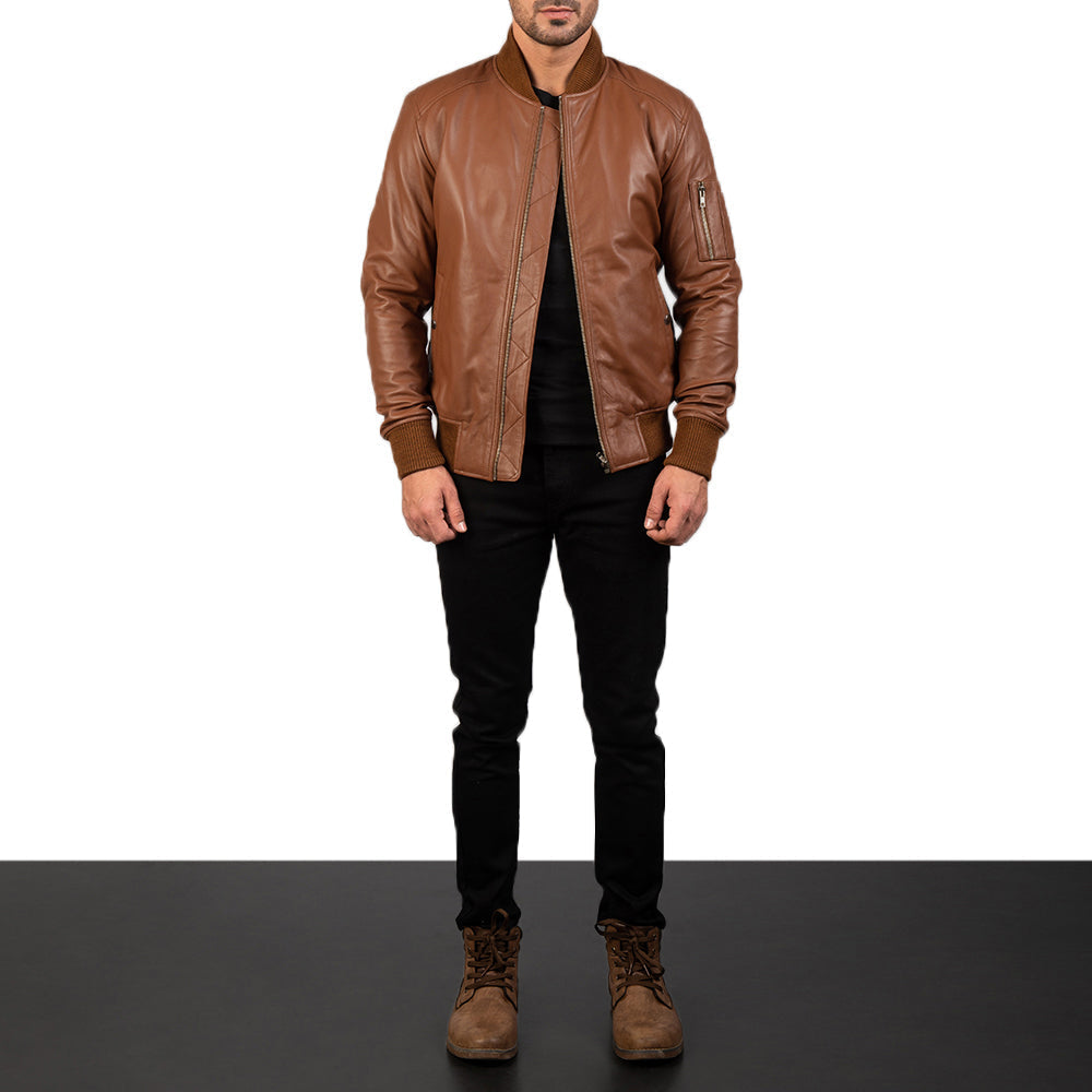 Bomia MA-1 Leather Bomber Jacket – alternate product view 3