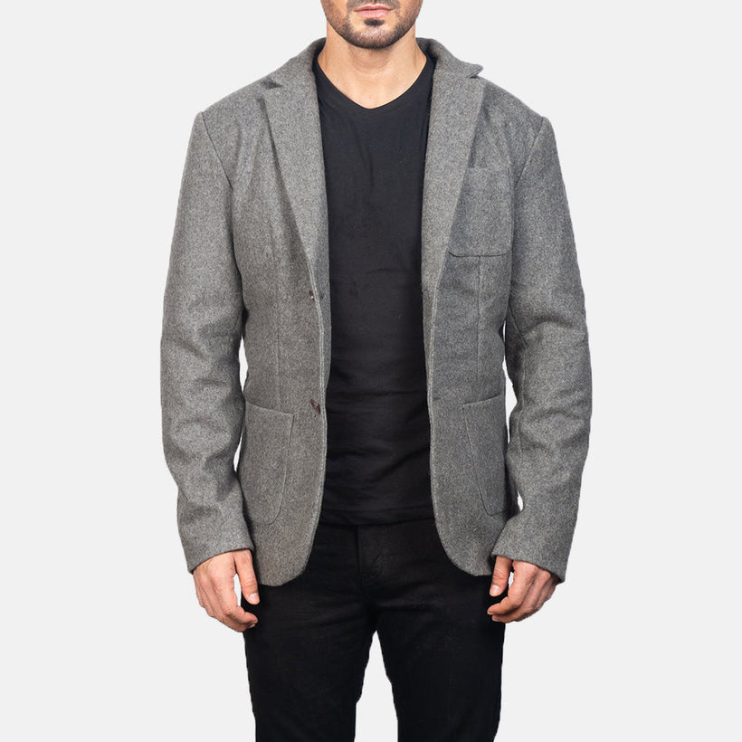 Borges Grey Wool Blazer fyrir karla