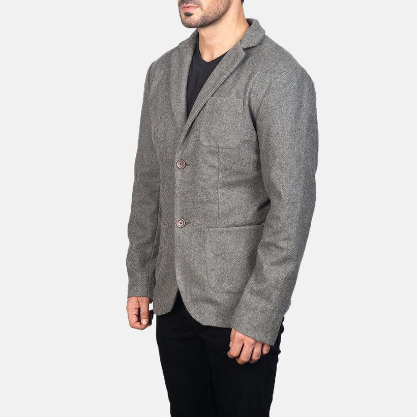 Borges Grey Wool Blazer fyrir karla