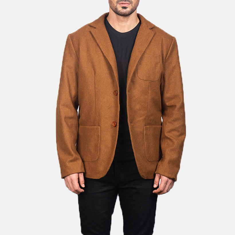 Borges Khaki Wool Blazer fyrir karla
