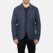 Borges Navy Blue Blazer in Navy Blue Poly-Cotton - Front Profile View & Tailored Silhouette | Buy Online