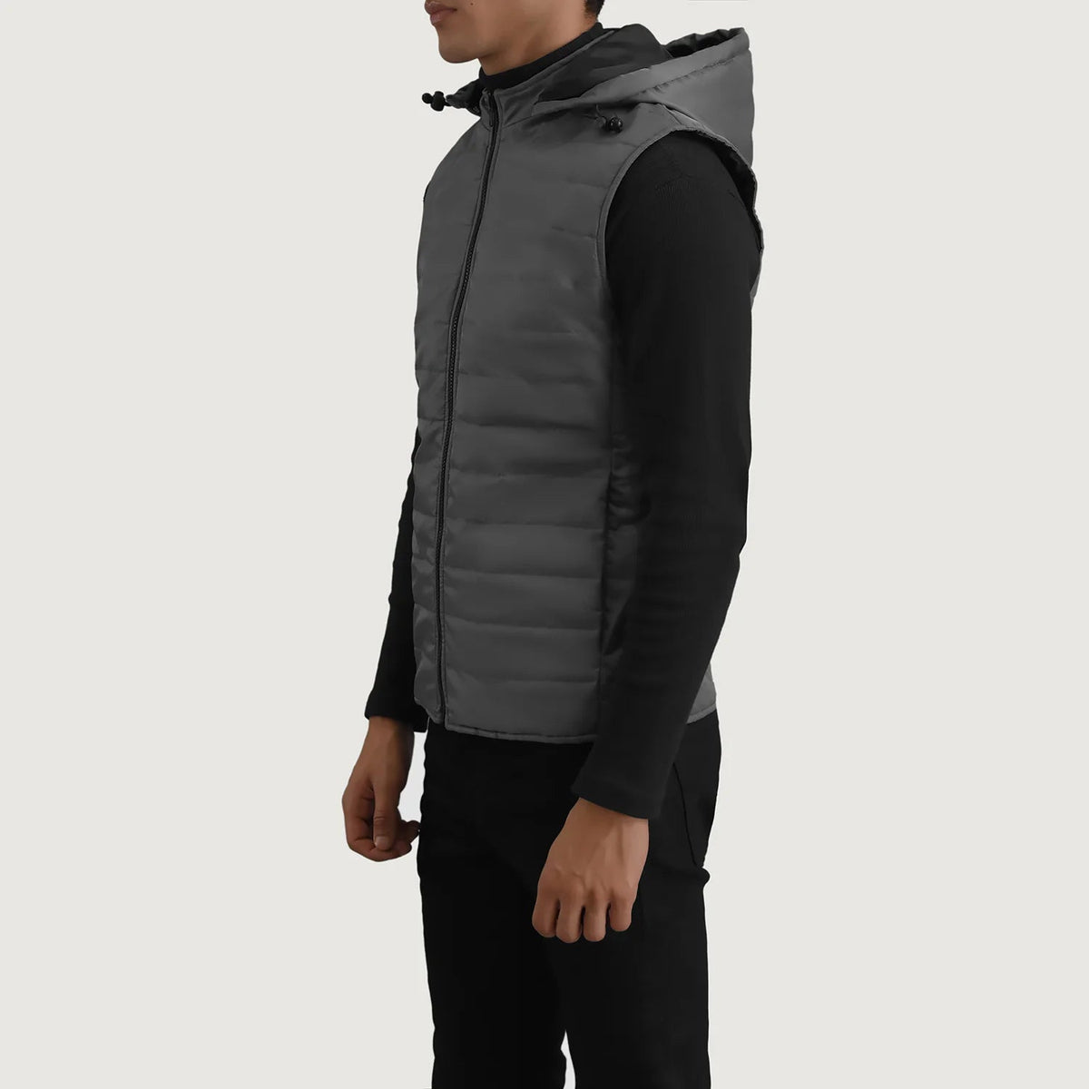 
Green Full-Grain leather Vest - Að aftan með nákvæmri axlasniði og hreinum fald