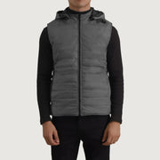 
Nærmynd of Classic Collar & Zipper Hardware on Carlo Grey Hettupeysa fóðrað vesti fyrir Karla