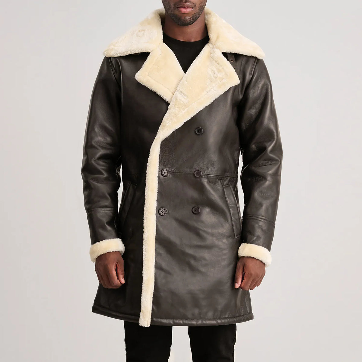 
Charles Leðursíðkápa Brúnn Shearling Leðursíðkápa fyrir Karla – alternate product view 4