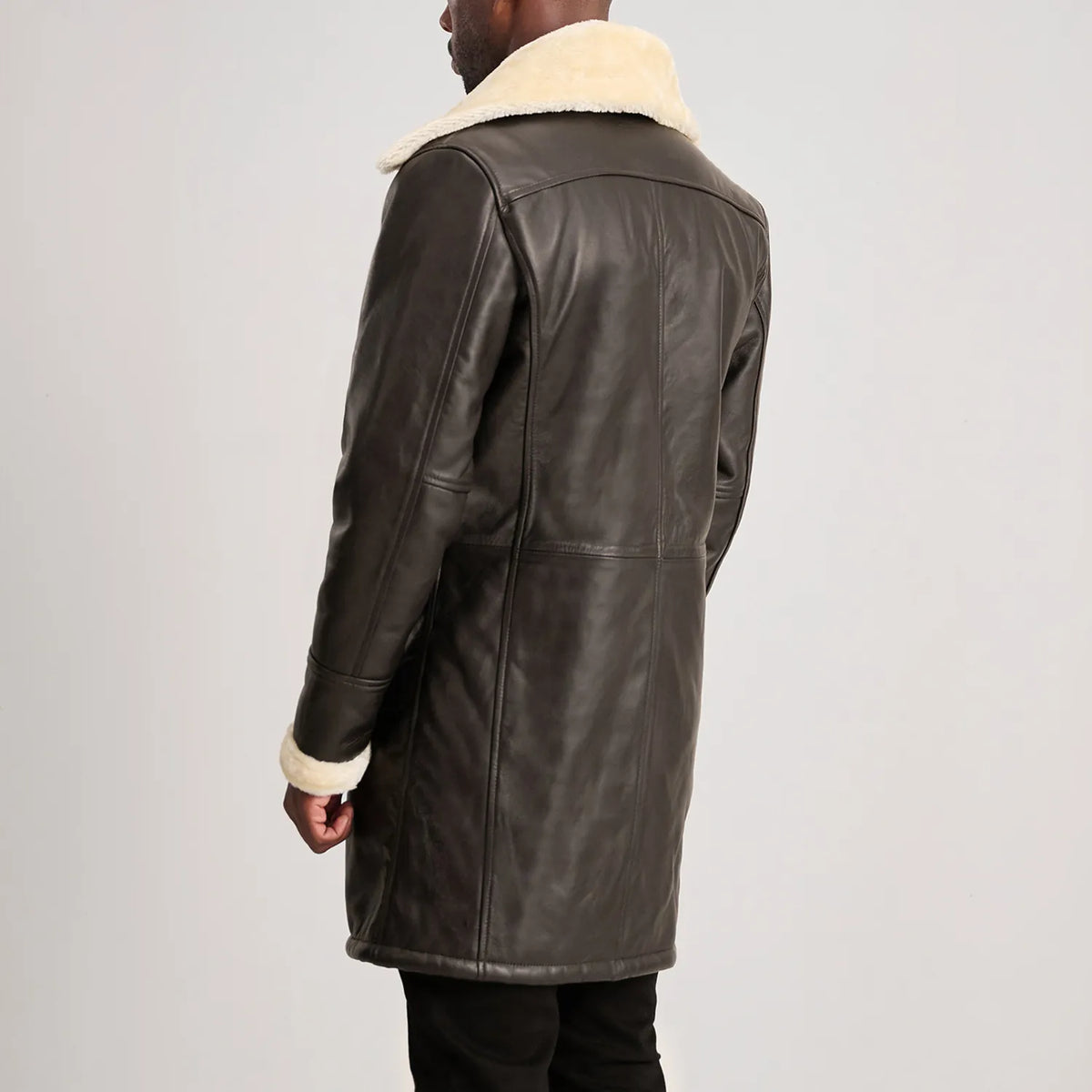 
Charles Leðursíðkápa Brúnn Shearling Leðursíðkápa fyrir Karla – alternate product view 5