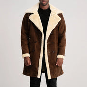 
Charles Leðursíðkápa Brúnn Shearling Leðursíðkápa fyrir Karla – alternate product view 1