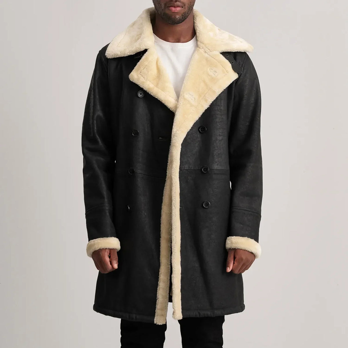 
Charles Leðursíðkápa Brúnn Shearling Leðursíðkápa fyrir Karla – alternate product view 1