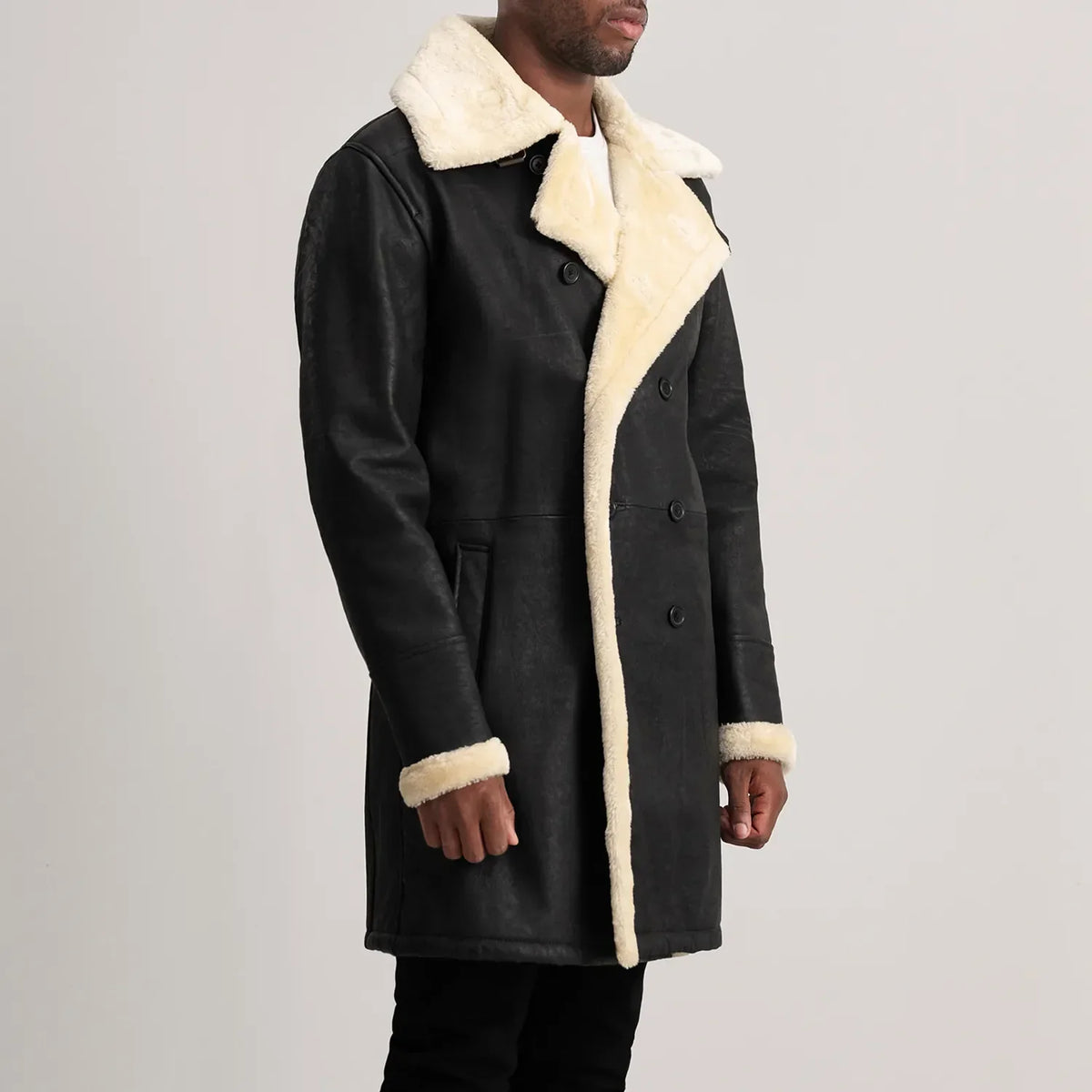 
Charles Leðursíðkápa Brúnn Shearling Leðursíðkápa fyrir Karla – alternate product view 2
