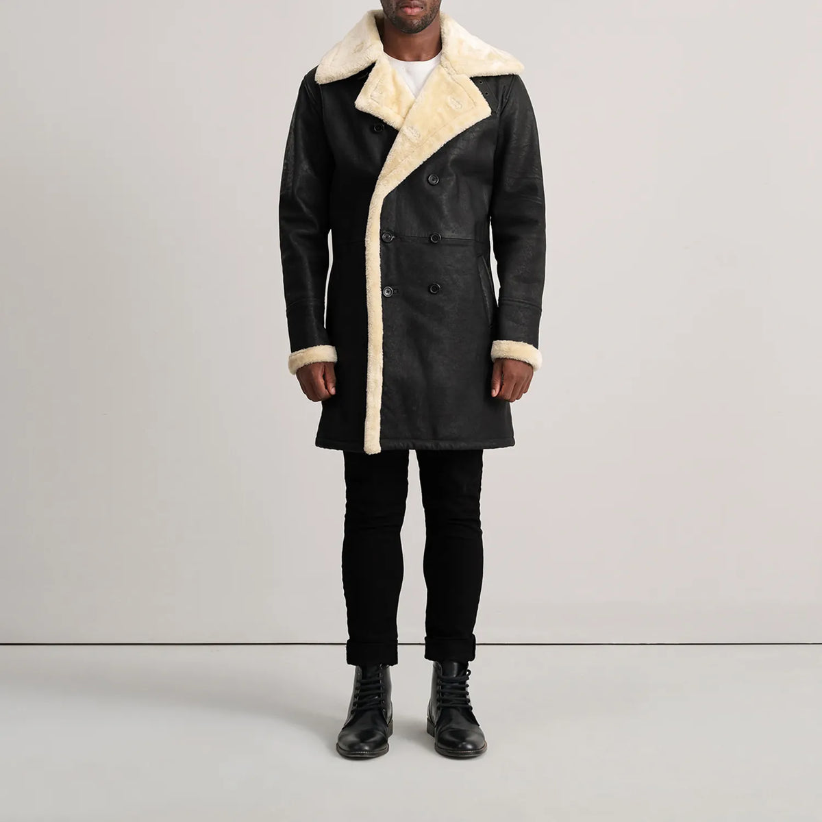 
Charles Leðursíðkápa Brúnn Shearling Leðursíðkápa fyrir Karla – alternate product view 3