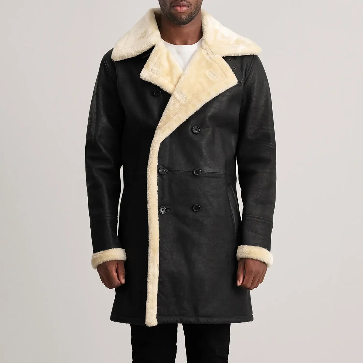 
Charles Leðursíðkápa Brúnn Shearling Leðursíðkápa fyrir Karla – alternate product view 4