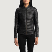 
Cityscape Svartur Mótorhjólajakki úr Leðri fyrir Konur in Black Sheepskin Leather - Að framan með sniðinni hönnun | Kaupa á netinu