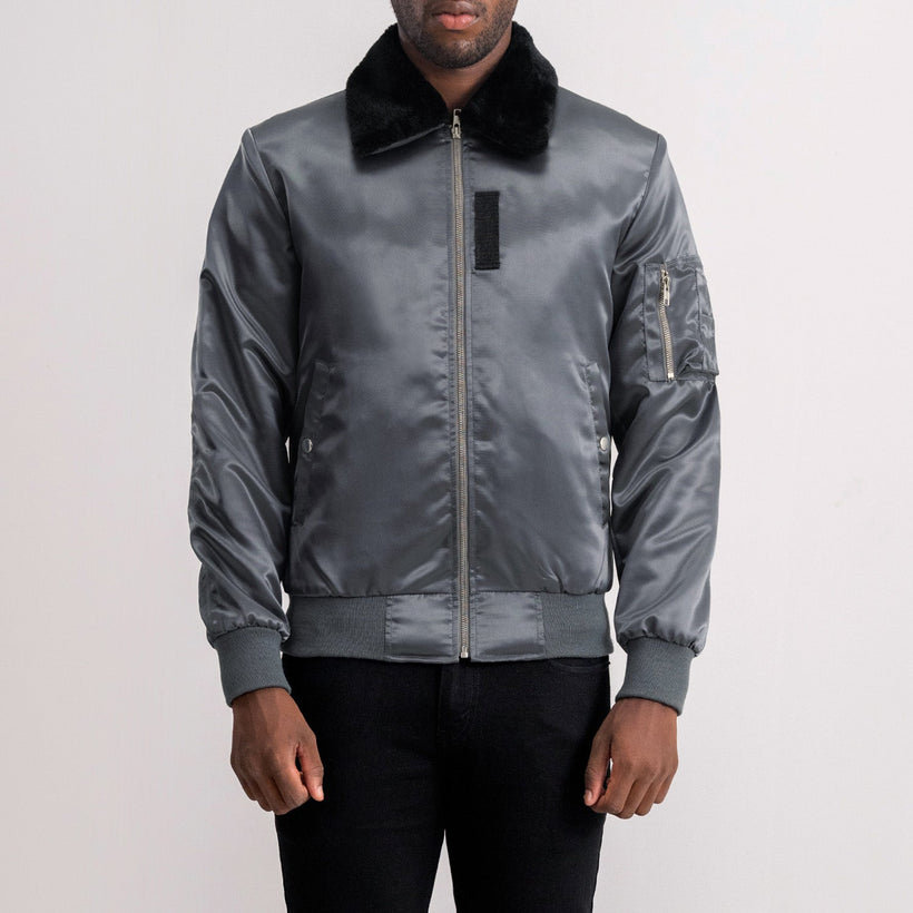 Clyde B-1-5 Grey Bomber jakki úr leðri fyrir karla