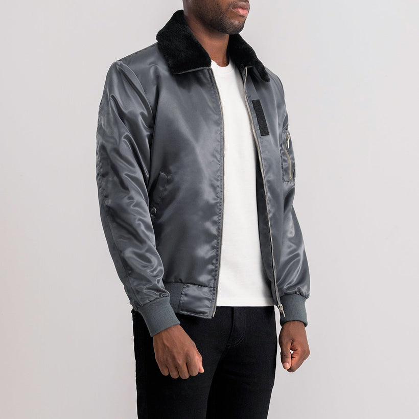 Clyde B-1-5 Grey Bomber jakki úr leðri fyrir karla