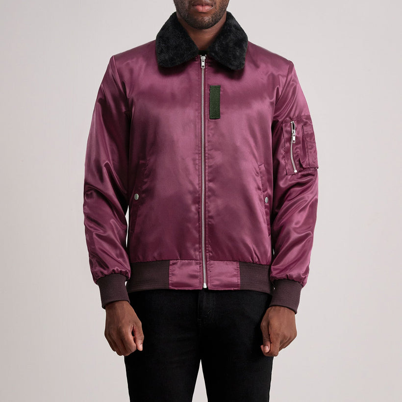 Clyde B-15 Maroon Bomber jakki úr leðri fyrir karla
