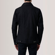 
Nærmynd of Classic Collar & Heavy-Duty Zipper Hardware on Conard Svartur Denim Trucker Leðurjakki fyrir Karla For Men