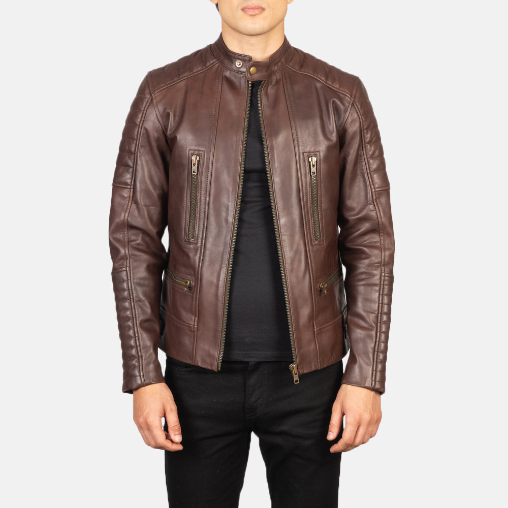 
Handunnið faldssnið Damian Grey Suede Biker Jacket